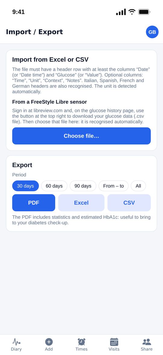 Exporting and bringing data to appointments